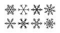 Snowflakes set. Collection of snowflake for Christmas and New Year decoration. Winter holiday icons. Royalty Free Stock Photo